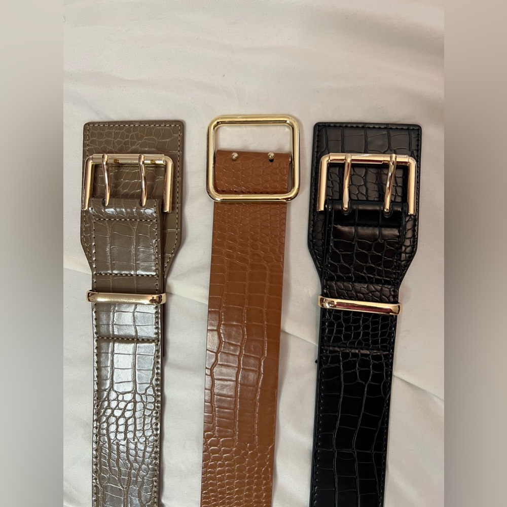 Nwot Set Of Three (3) Wide Belts - image 3